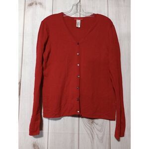 Anne Klein Sweater Ladies Medium Red Cardigan Y2K‎ Preppy